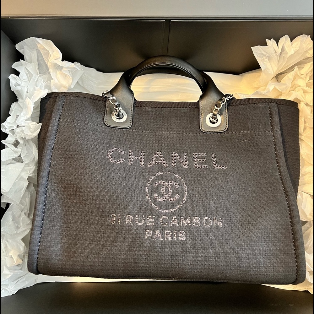 Authentic Chanel Deauville Tote with Top Handle 2022